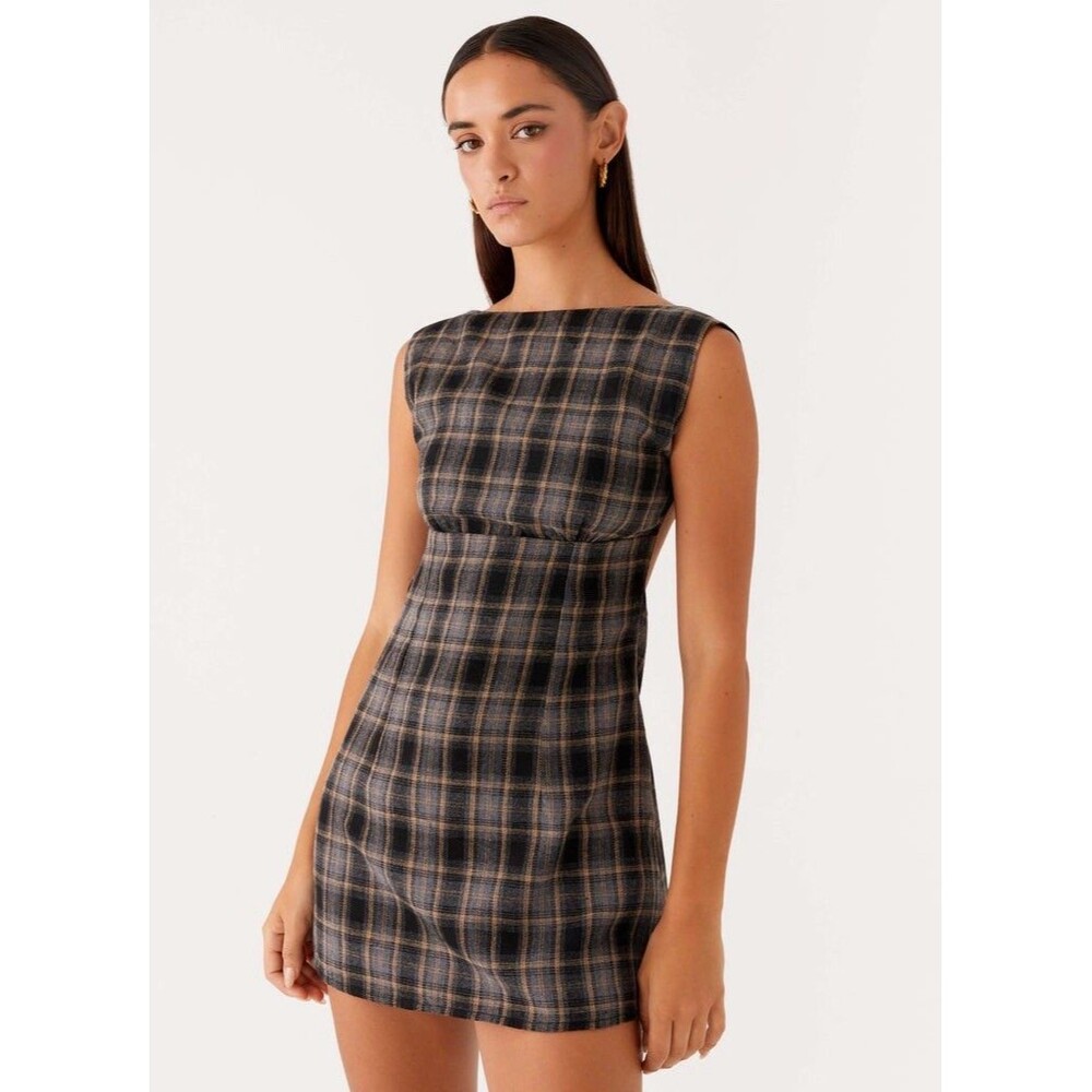 Peppermayo Vella Mini Dress Checkered Back Tie Size Xl
